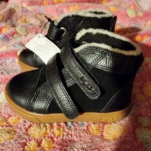 UGG Rennon II Black Leather & Suede Toddler Boots Children Size 8 NWOT